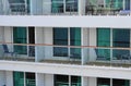 Cruise ship side view with balconies close up. Royalty Free Stock Photo