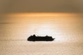 cruise ship silhouette sailing on calm see Royalty Free Stock Photo