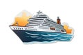 Cruise Ship Sticker On Isolated Tansparent Background, Png, Logo. Generative AI Royalty Free Stock Photo