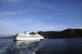 Cruise ship in the sunken caldera Royalty Free Stock Photo