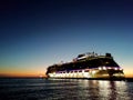 cruise ship sunrise on Caribbean Port, cruise ship Caribbean, sunrise and sunset sky Royalty Free Stock Photo