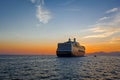 Cruise ship at sunset ready to depart Royalty Free Stock Photo