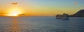 Cruise ship on a sunset, St Kitts Royalty Free Stock Photo