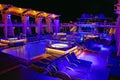 Cruise ship swimming pool at night Royalty Free Stock Photo