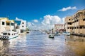 Cruise ship terminal in harbor of the Belize City, Belize. Royalty Free Stock Photo