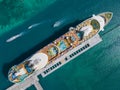 Cruise ship top view, Nassau, Bahamas