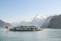 Cruise ship with tourists on Lake Lucerne near Brunnen