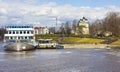 Cruise ship in town Uglich, Russia