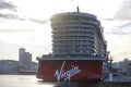 The cruise ship Valiant Lady operated by Virgin Voyages docked at the dock in A CoruÃÂ±a Royalty Free Stock Photo