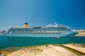 Cruise ship and Valletta harbor. Malta