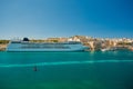 Cruise ship and Valletta harbor. Malta