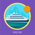 Cruise Ship vector Illustration. Retro styled Royalty Free Stock Photo