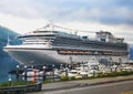 Cruise ship waits for passengers at Whittier in Alaska