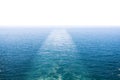 Cruise ship wake or trail on ocean surface, white trace Royalty Free Stock Photo