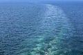 Cruise Ship Wake Or Trail On Ocean Surface, White Trace