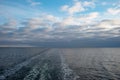 Cruise ship wake or trail on sea surface Royalty Free Stock Photo