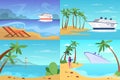 Cruise ship web banner concept set. Travel on the sea Royalty Free Stock Photo