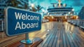 Cruise Ship Welcome Aboard Sign - AI Generated Royalty Free Stock Photo