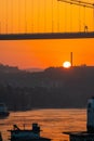 A cruise ship on the Yangtze River under the shining glow of the sunrise passes Cuntan Port Royalty Free Stock Photo