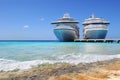 Cruise Ships Docked in Caicos Island Royalty Free Stock Photo