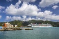 Cruise ships docked in the port of Road Town in Tortola Royalty Free Stock Photo