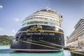 Cruise ships MSC Orchestra and Disney Fantasy docked in the port Royalty Free Stock Photo