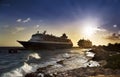 Cruise ships in port on sunset Royalty Free Stock Photo