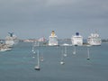 Cruise Ships and Sailboats in Port Royalty Free Stock Photo