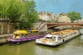 Cruise ships on the Seine River - Paris, France Royalty Free Stock Photo