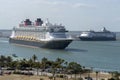 Cruise ships underway. Port Canaveral, Florida, USA Royalty Free Stock Photo