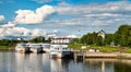 Cruise ships on the Volga river in Uglich, the Golden Ring of Russia