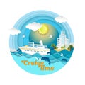 Cruise time vector paper art style illustration Royalty Free Stock Photo