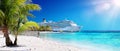 Cruise To Caribbean With Palm tree Royalty Free Stock Photo