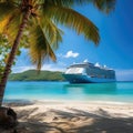 Cruise to the Caribbean with Palm Tree on Coral Royalty Free Stock Photo