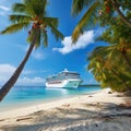 Cruise to the Caribbean with Palm Tree on Coral Royalty Free Stock Photo