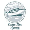 Cruise tour agency logo design with liner ship