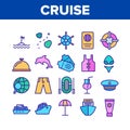 Cruise Travel Collection Elements Icons Set Vector Royalty Free Stock Photo