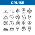 Cruise Travel Collection Elements Icons Set Vector Royalty Free Stock Photo