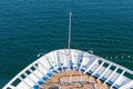 Cruise travel tourism concept - open deck with navigational equipment and pool nose ship cruise liner Royalty Free Stock Photo