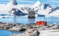 Cruise vacation in Antarctica. Seabourn Pursuit in bay of Petermann Island.