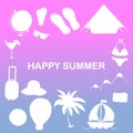 Cruise vacation icons made in trendy line style . Summer adventure emblem Royalty Free Stock Photo