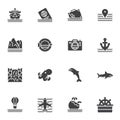 Cruise vacation vector icons set Royalty Free Stock Photo