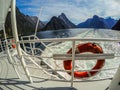 Cruise View of Milford Sound, sunny day, New Zealand Royalty Free Stock Photo