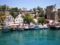Cruise yachts near the port of the old city of Antalya
