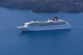 Cruiser anchored at Santorini island