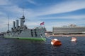 Cruiser Aurora. Armoured cruiser Aurora which started russian revolution in 1917, St.Petersburg, Russia