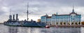 Cruiser Aurora. Beautiful places of St. Petersburg. Ships. Neva.