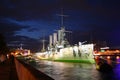 Cruiser Aurora at night