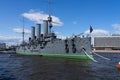 Cruiser Aurora in the River Neu, the city of St.Petersburg.