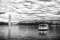 Cruiser boat float on river water in hamburg, germany